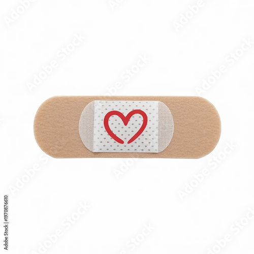 A band aid with a heart on it
