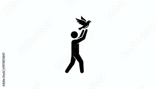 Silhouette of a Person Releasing a Dove, Symbolizing Freedom and Hope