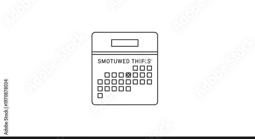 Retro Calendar Icon with Days of the Week and Marked Date, Simple Line Art