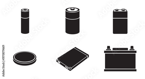 PrintStandard AA alkaline battery silhouette vector icon isolated on white