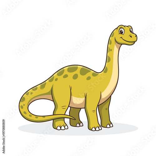 Cute Long Neck Dinosaur Cartoon Brontosaurus Illustration