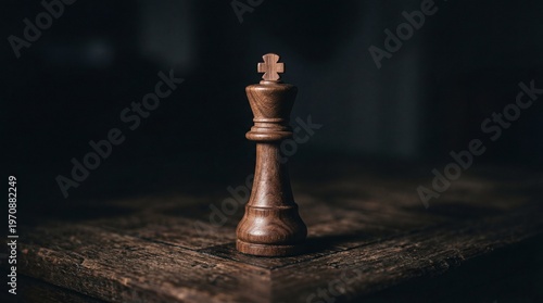 Black Chess King Piece on White Background for Strategy and Leadership
