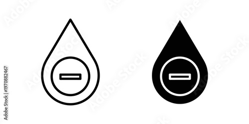Minimalist vector graphic of a water droplet featuring an equal sign, ideal for eco-friendly campaigns, equality themes, and sustainable business branding.