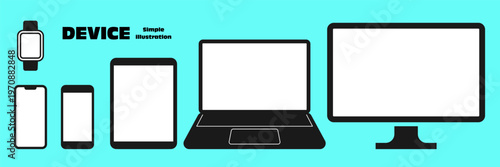 スマートフォン PC タブレット などのイラスト素材セット ベクター シンプル