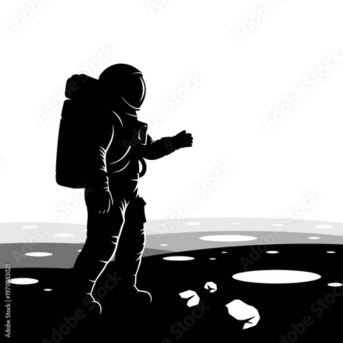 Astronaut in Space Suit Walking.