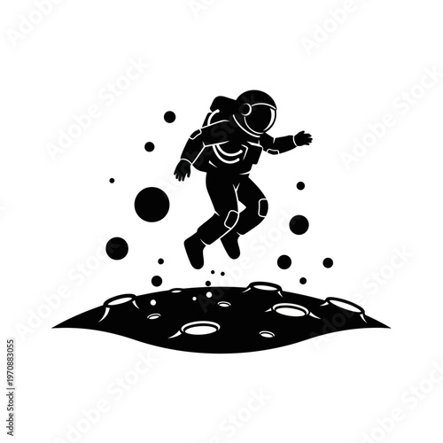 Astronaut Jumping in Space Suit.