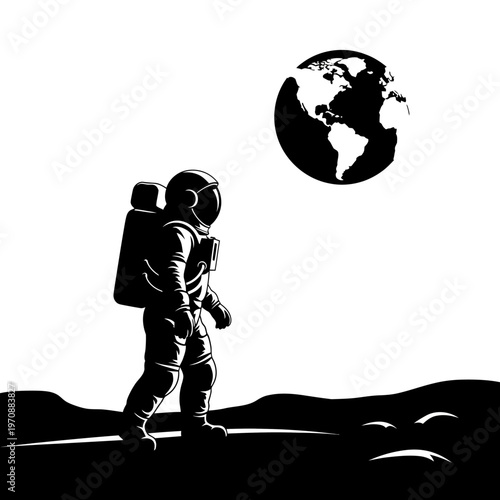 Astronaut standing on lunar surface.