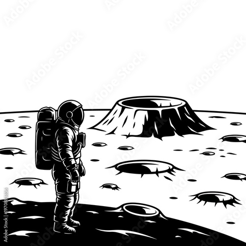 Astronaut standing on lunar surface.