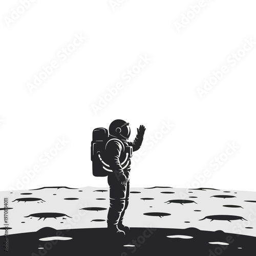 Astronaut standing on the moon surface.