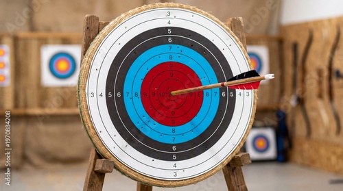 Archery Target Bullseye with Arrows for Goal Success and Achievement