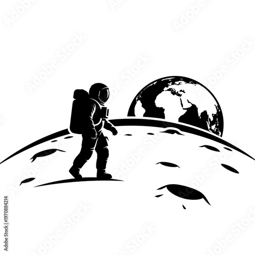 Astronaut standing on the moon surface.