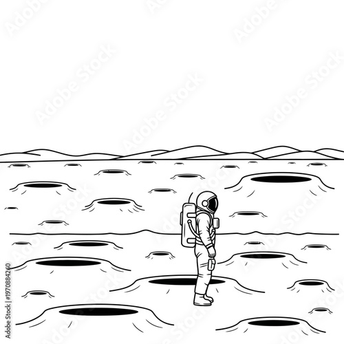 Astronaut standing on the moons surface, exploring the lunar landscape.