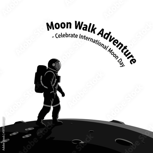 Astronaut walking on the moon celebrating International Moon Day.