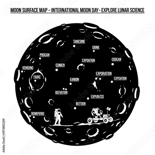 Black Moon Surface Map Illustration.
