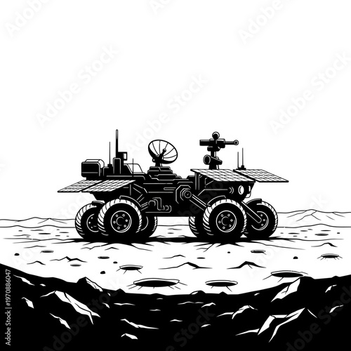 Lunar rover on the moon surface.