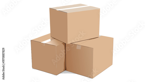 Three brown cardboard boxes stacked on top of each other