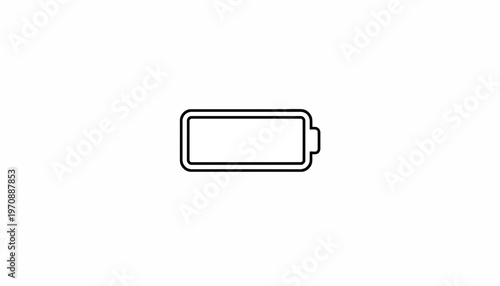 Empty Battery Icon Outline, Low Power Symbol, Energy Indicator, White Background