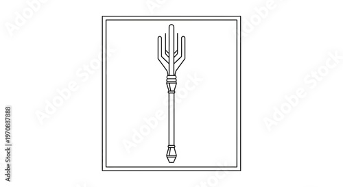 Fantasy Staff Icon, Magic Wand Symbol, Ancient Weapon Outline, Mystical Object Graphic
