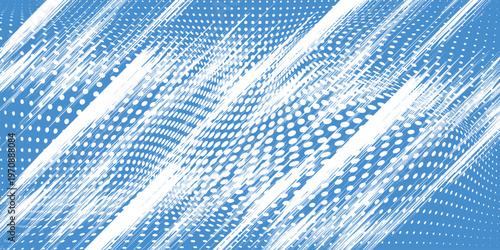 Seamless background pattern of evenly spaced white plus symbols of different sizes and opacity. Vector illustration on blue background with stars