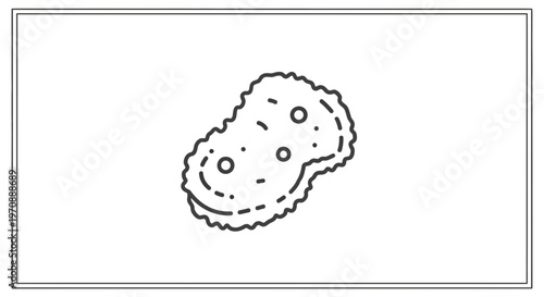 Crispy Chicken Nugget Icon, Fast Food, Simple Line Art, Isolated on White Background