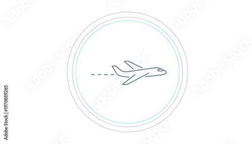 Airplane Icon Flying in Circle, Travel and Aviation Concept