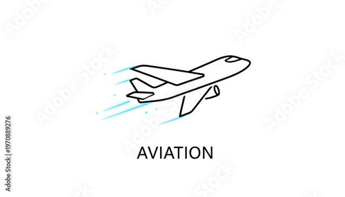 Airplane Taking Off, Aviation Concept, Speed Lines, Modern Travel Icon