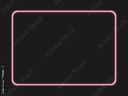ネオンフレーム背景 ピンクの光る角丸長方形ボーダー バナーや広告に使えるデザインベクター素材 / Neon frame background glowing pink rounded rectangle border for banner design vector
