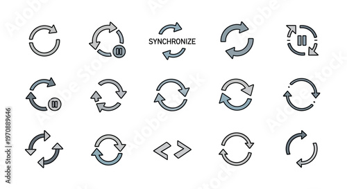 Refresh Synchronize Update Reload Repeat Icons Set - Vector Collection