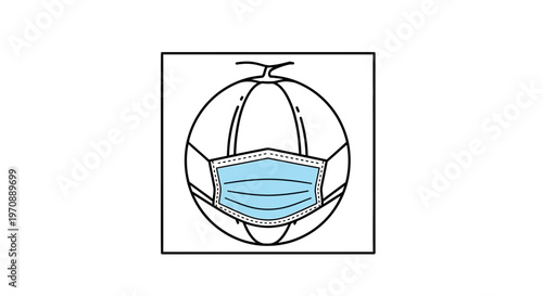 Cartoon Melon Wearing Medical Face Mask