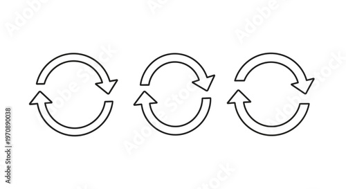 Three Refresh Arrows Icon Set Illustrating Cycle, Loop, Reload, and Continuous Process