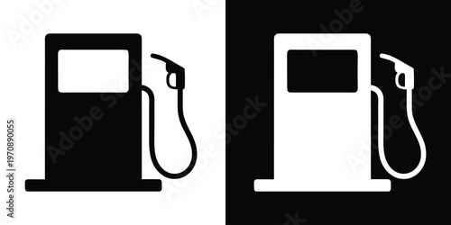 Gas station icon silhouette vector, Fueling station, Gas fuel pump icon vector