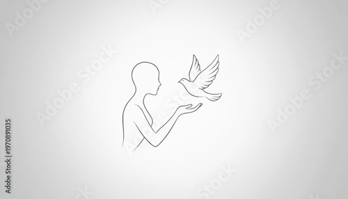 Woman Releasing Dove, Symbol of Peace, Freedom, Hope, and Spirituality