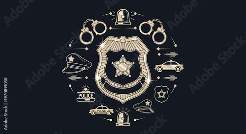 Police Badge Emblem Illustration Design.