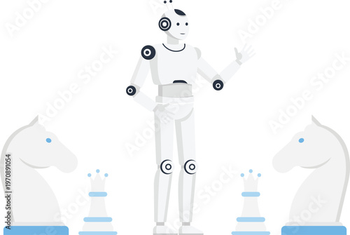 White robot falling accident deep pitfall business failure digital danger technology risk traffic cones artificial intelligence corporate mistake financial crisis