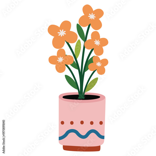A plant pot flower vector isolated on white 