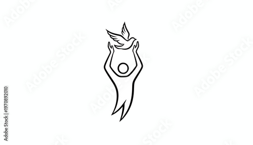 Person Releasing Dove, Symbol of Peace and Freedom, Hope, Spirituality