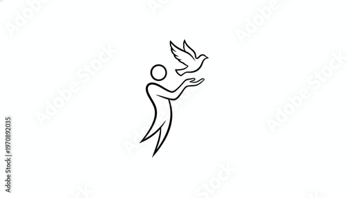Person Releasing Dove, Symbol of Peace, Freedom, Hope, and Spirituality