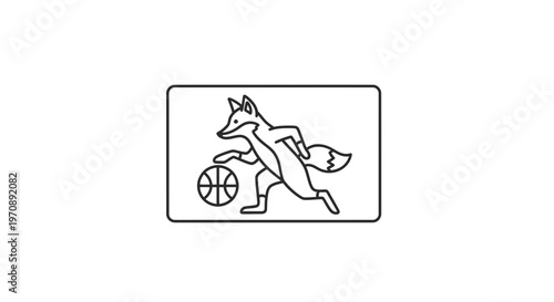 Playful Fox Dribbling Basketball in Cartoon Style