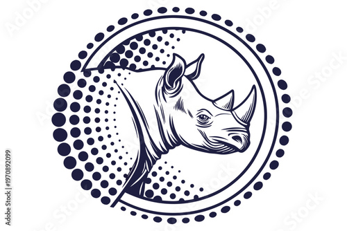 Rhinoceros Mandala Circular Pattern Wildlife Artistic Design