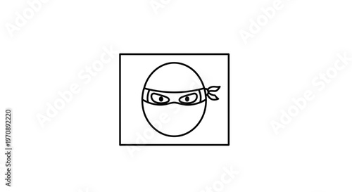 Ninja Face Icon, Masked Warrior Head, Stealthy Character, Minimalist Design