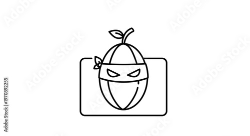 Ninja Fruit Icon: Healthy Food, Stealthy Action, and Organic Produce