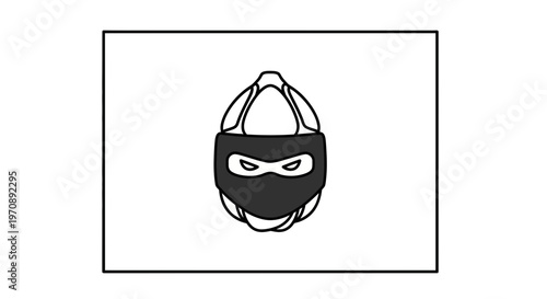 Ninja Mask Icon, Stealth and Mystery Symbol, Dark Silhouette on White Background