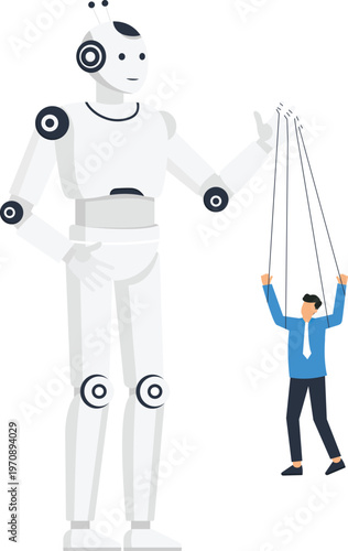 Robot Control Human Manipulation Artificial Intelligence Future Technology Business Automation Digital Transformation Machine Learning Technological Dominance Corporate Control Puppet Strings