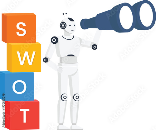 Robot analysis SWOT strategy business planning future vision artificial intelligence machine learning data research digital transformation strategic foresight technology innovation