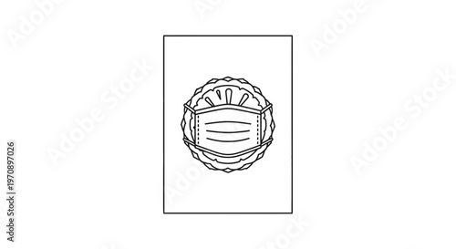 Line Art Drawing of a Surgical Face Mask on a Slice of Fruit, symbolizing health and protection