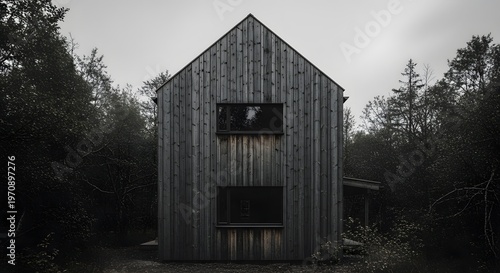 Modern Wooden Cabin in Forest, Minimalist Architecture