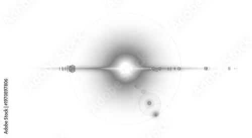 A brilliant white lens flare radiates from the center of a deep black backdrop.