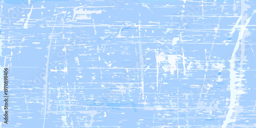 Distressed light blue scratched ice grunge texture. Abstract winter background overhead view of a skating rink surface. Vector illustration for seasonal designs