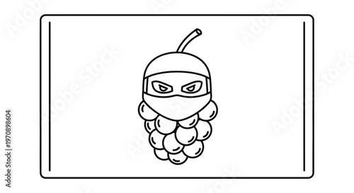 Grape Ninja Masked Fruit Character with Hidden Face, Funny Food Concept