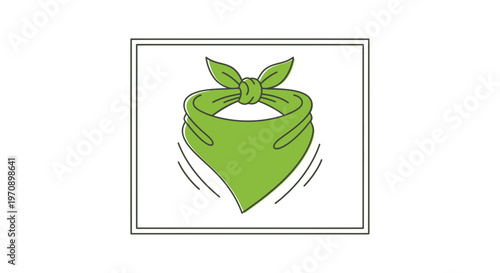 Green bandana tied around neck, simple graphic illustration, isolated on white background